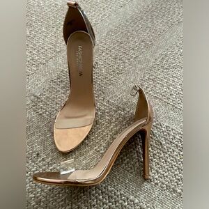 Rose Gold heels with clear straps